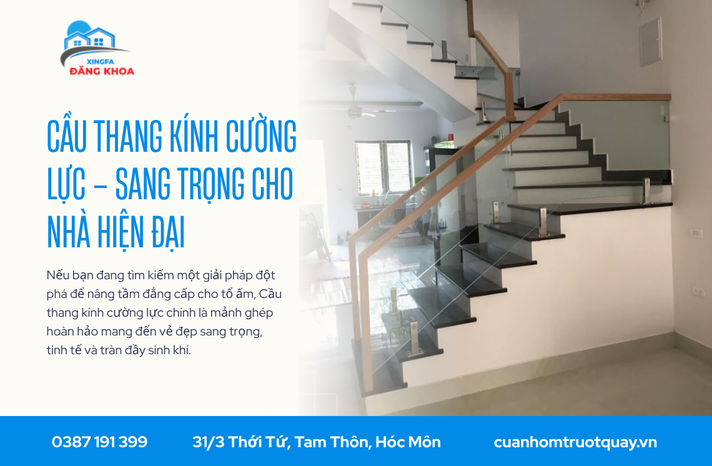 Cầu thang kính cường lực – Sang Trọng Cho Nhà Hiện Đại
